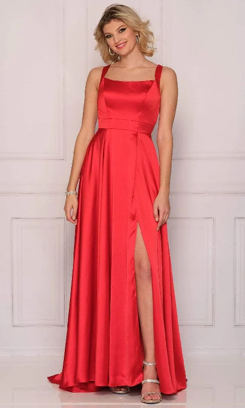 Tropical Style Dave & Johnny A10430 - Straight Across Princess Bodice Satin Gown