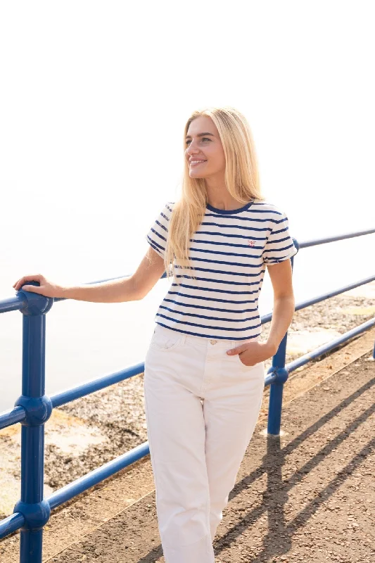 Comfortable Fashion Causeway Tee - Indigo Stripe