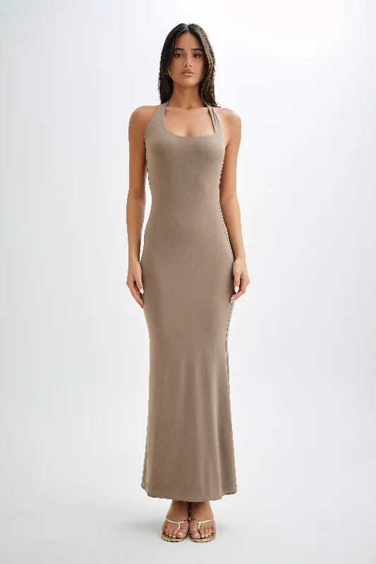 Retro Fashion Marianne Asymmetrical Slinky Maxi Dress - Coco