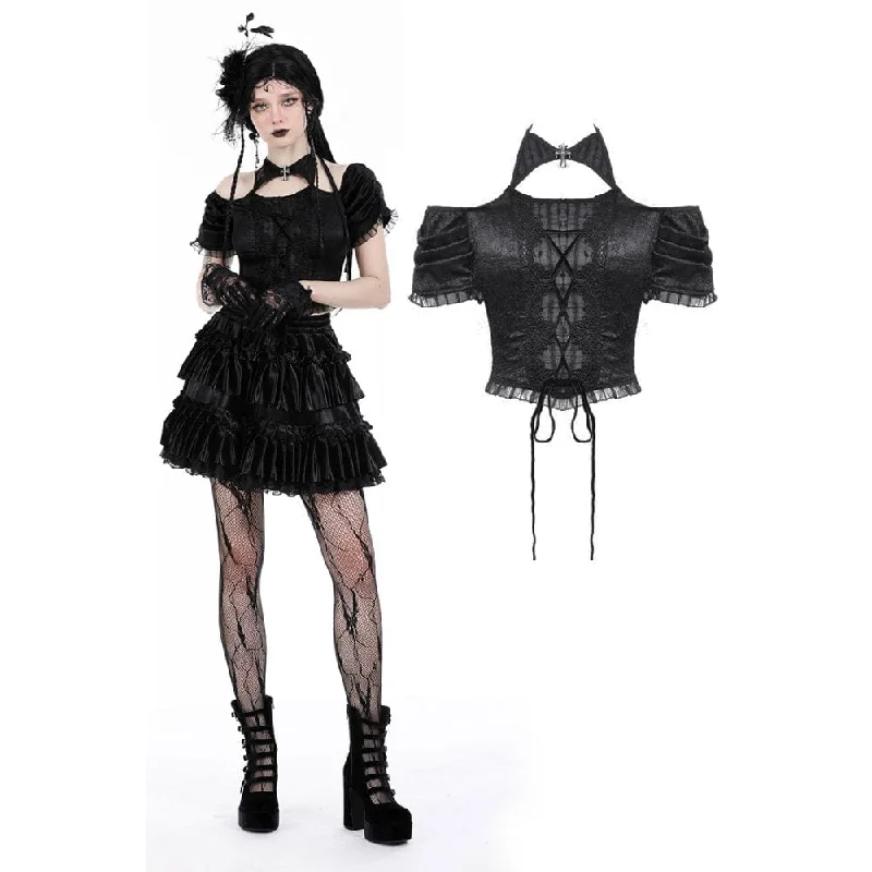 Versatile Items Women's Gothic Off Shoulder Lace-up Shirt