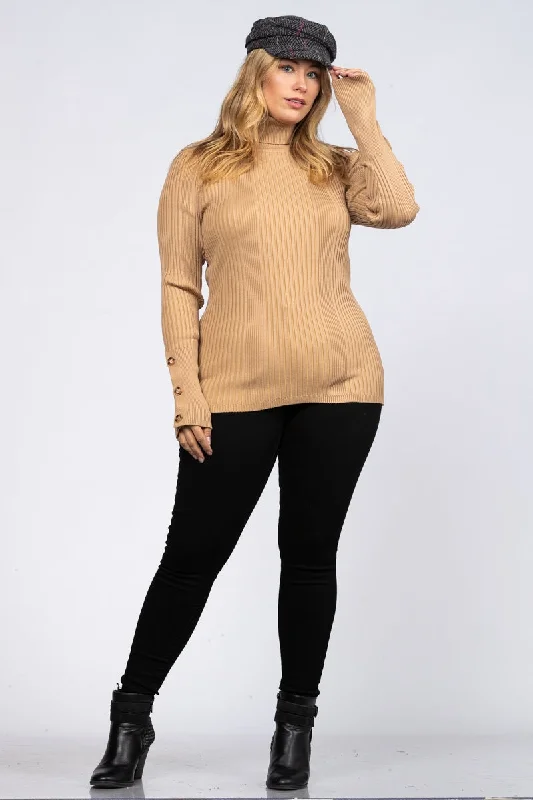 Urban Style CAMEL RIB STITCH PULLOVER PLUS SIZE SWEATER-MSW7855P