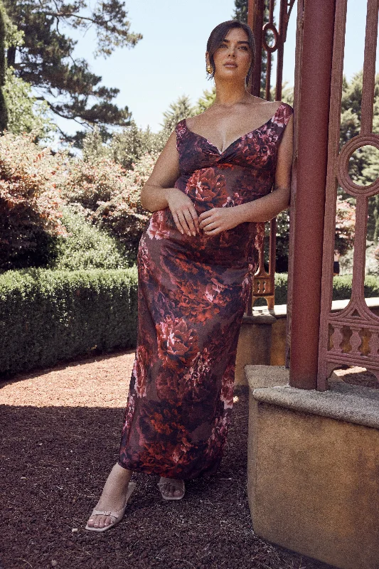 Spiritual Vitality Giavanni Off Shoulder Maxi Dress - Peony Print