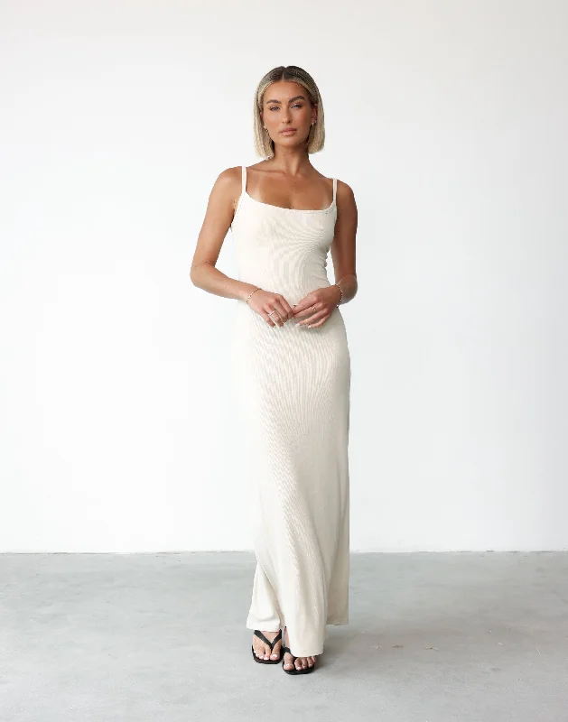 Retro Prints Helia Maxi Dress (Oat)