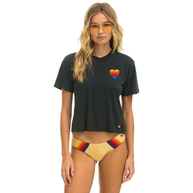 Classic Color Heart Stitch 5 Boyfriend Tee (Charcoal)