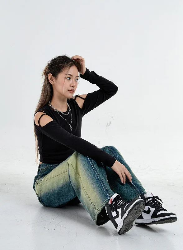 Multifunctional Style Simple Off Shoulder Crop Top CO04