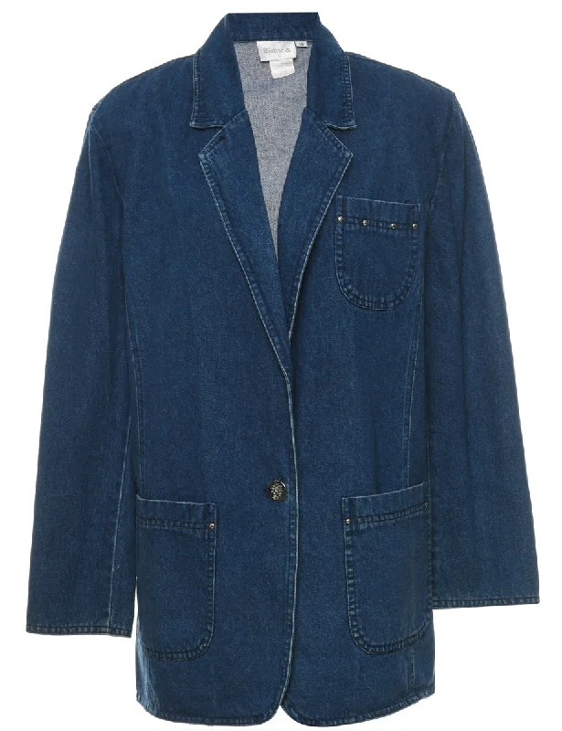Elegant And Casual Medium Wash Classic Denim Jacket - L