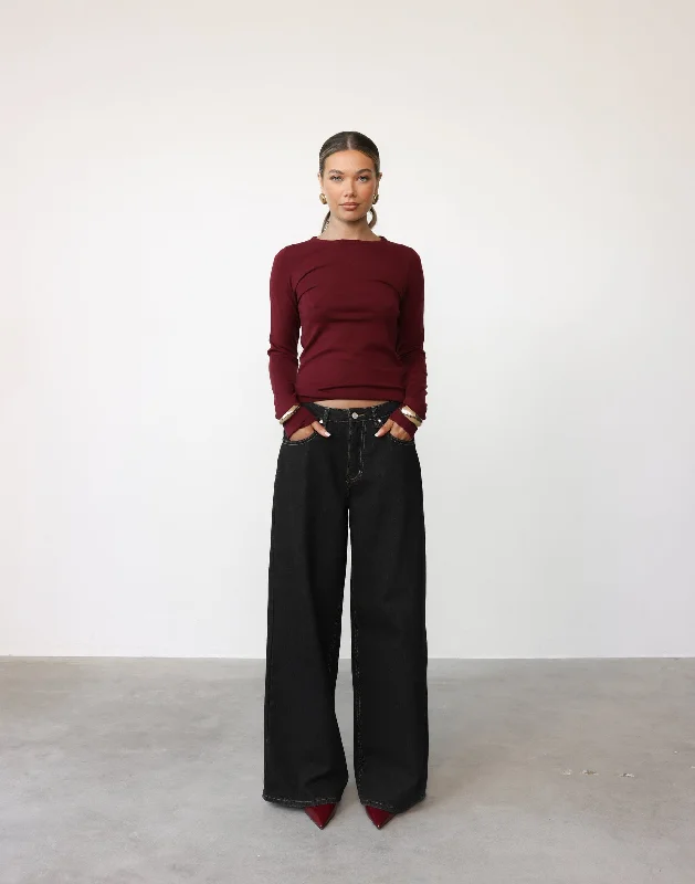 High Street Style Joey Long Sleeve Top (Shiraz)