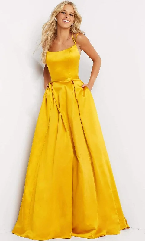 Printed Patterns Jovani - 02536 Strappy Satin A-Line Gown