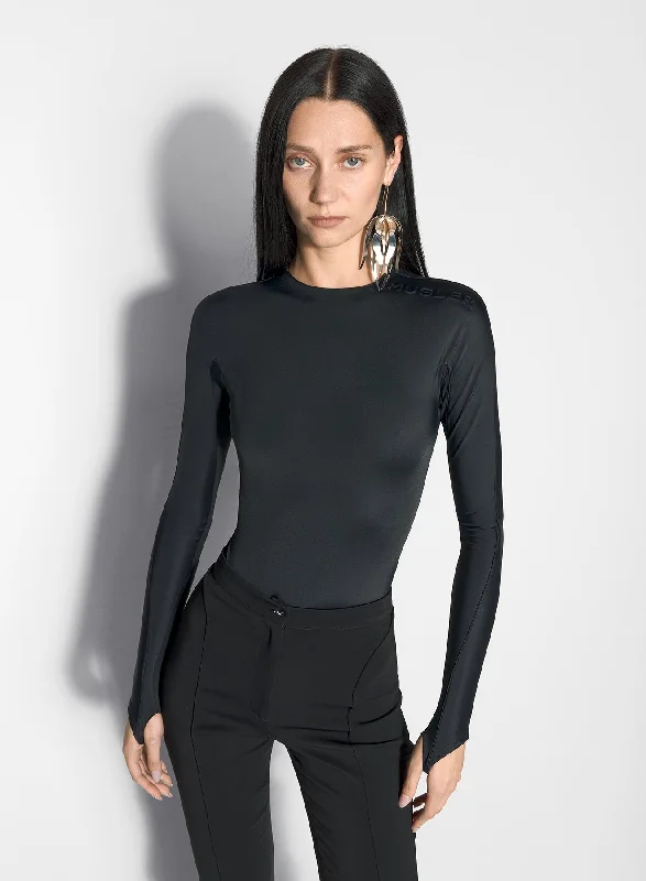 Classic Color black shoulder logo bodysuit