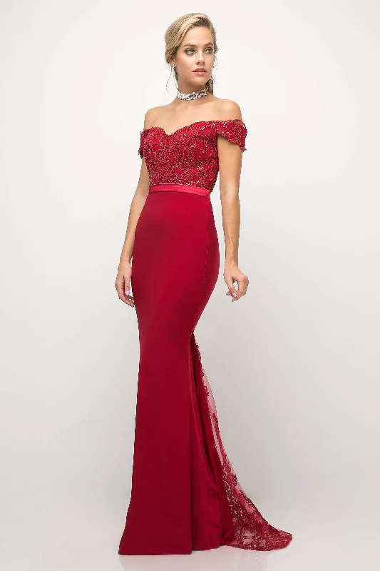 Soft And Comfortable Cinderella Divine - UV001 Beaded Lace Off-Shoulder Bodice Mermaid Evening Gown - 1 Pc. Deep Red in size 4 Available Soft And Comfortable Cinderella Divine - UV001 Beaded Lace Off-Shoulder Bodice Mermaid Evening Gown - 1 Pc. Deep Red in size 4 Available