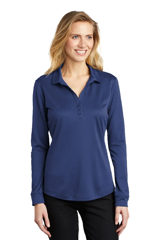 Sports Fashion Port Authority Womens Silk Touch Performance Moisture Wicking Long Sleeve Polo Shirt - Royal Blue Sports Fashion Port Authority Womens Silk Touch Performance Moisture Wicking Long Sleeve Polo Shirt - Royal Blue