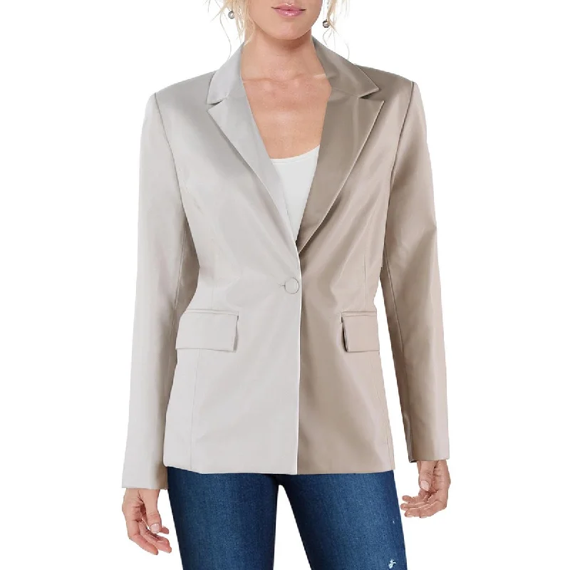 Lively And Youthful Gilli Womens Faux Leather Suit Separate One-Button Blazer