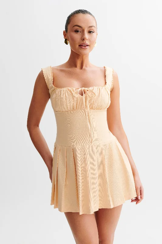High-quality Styles Donna Cotton Ruched Mini Dress - Peach