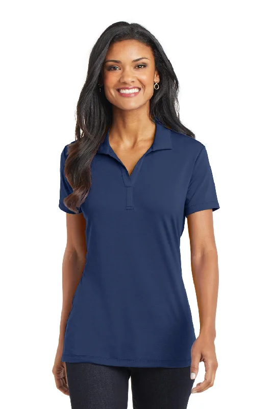 Street Cool Port Authority Womens Cotton Touch Performance Moisture Wicking Short Sleeve Polo Shirt - Estate Blue