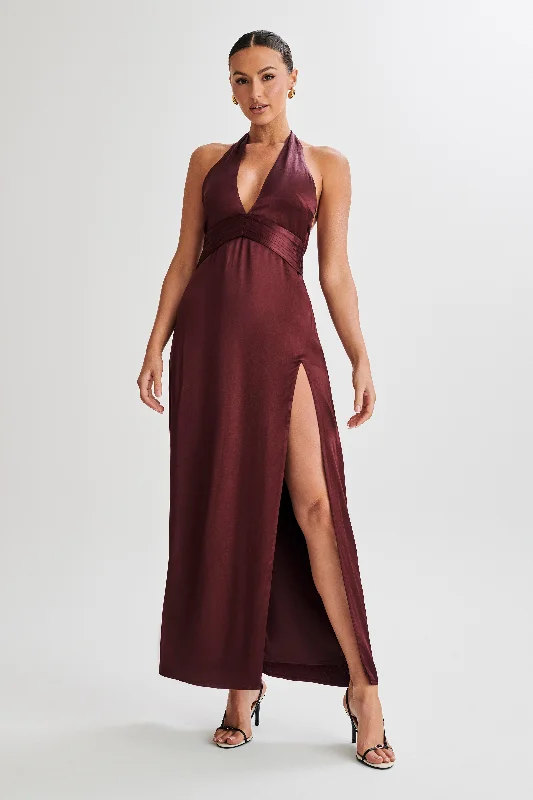 Youthful Vitality Milana Halter Maxi Dress - Plum
