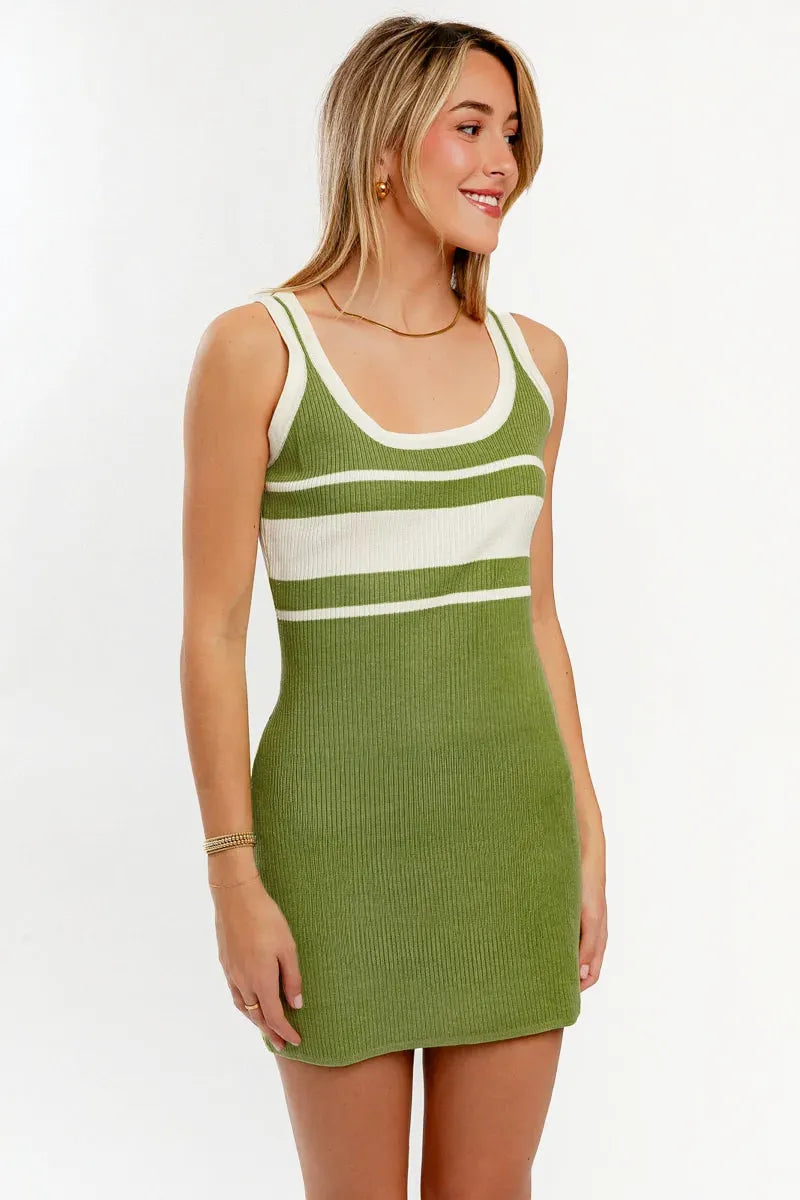 Comfortable Series Sleeveless Scoop Neck Ribbed Mini Sweater Dress