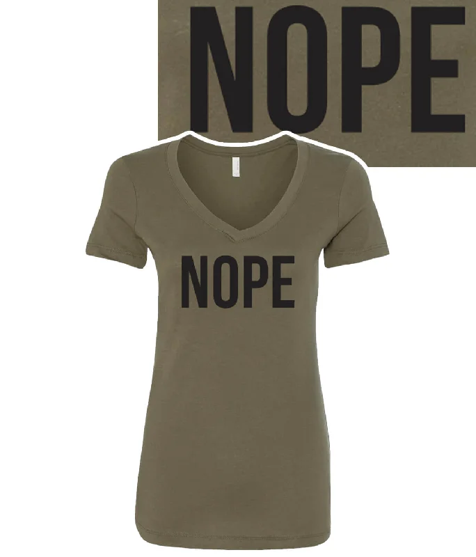 Comfortable And Cold-proof Nope - Next Level Women's V-Neck Short Sleeve Shirt