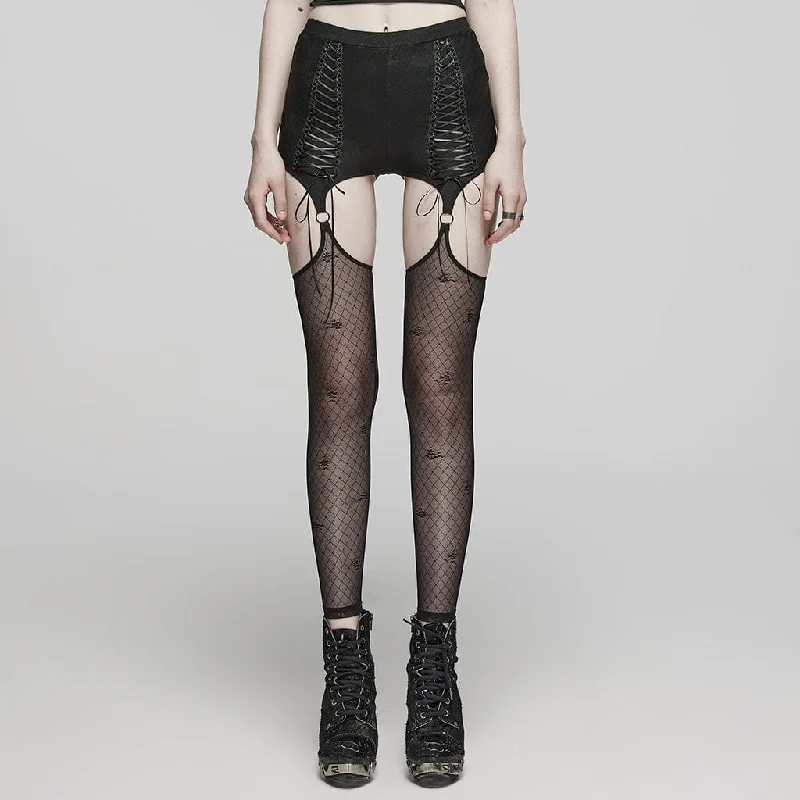 Classic Retro Women's Punk Lace-Up Mesh Ring Leggings