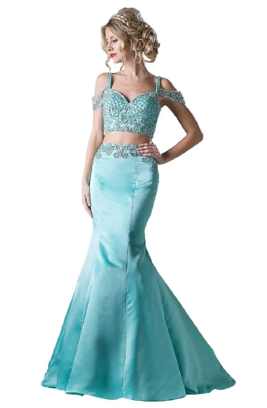 Bright Colors Ladivine P209 - Embellished Two Piece Mermaid Gown
