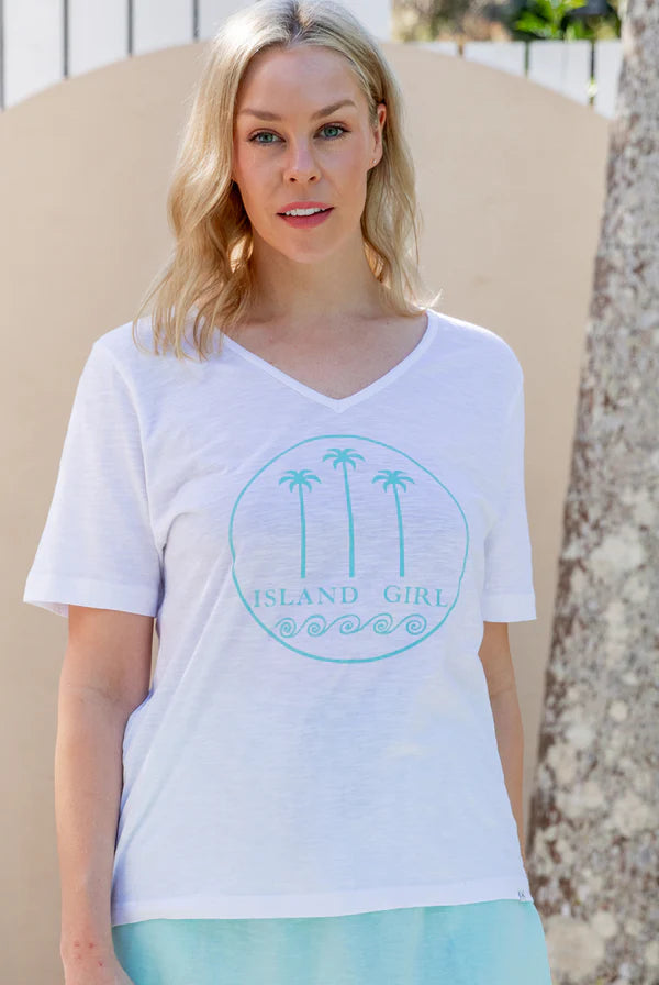 Personalized Wear West Indies Wear Island Girl V T-Shirt - White