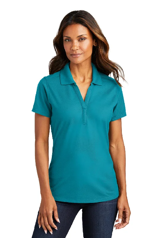 Feminine Charm Port Authority Womens EZPerformance Moisture Wicking Short Sleeve Polo Shirt - Teal Blue Feminine Charm Port Authority Womens EZPerformance Moisture Wicking Short Sleeve Polo Shirt - Teal Blue
