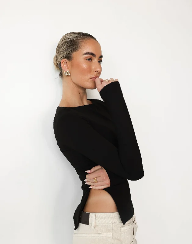 Street Charm Amanda Long Sleeve Top (Black)