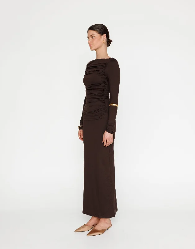 Cute Design Natasha Maxi Dress (Chocolate)