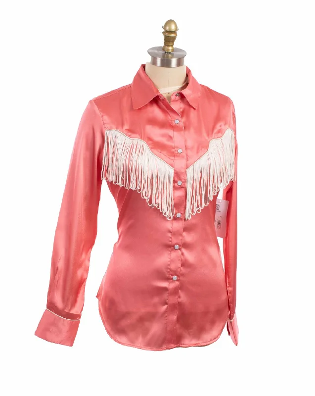 Comfortable And Cold-proof Scully Womens Retro Snap Fringe Pink 100% Polyester L/S Blouse Comfortable And Cold-proof Scully Womens Retro Snap Fringe Pink 100% Polyester L/S Blouse