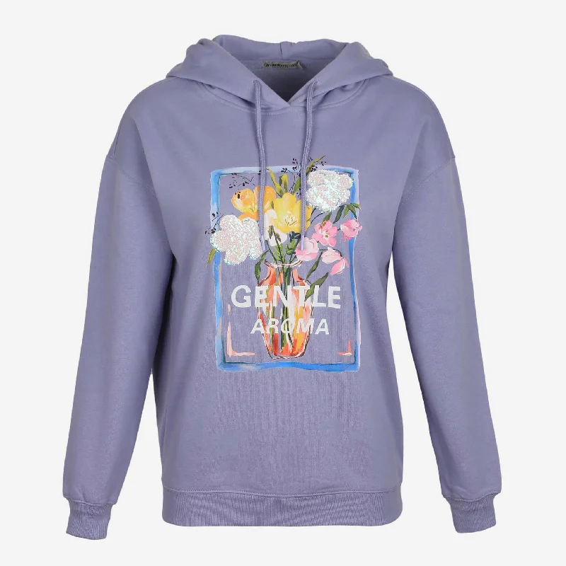 Fresh And Fashionable LADIES FLEECE EMB HOODIE
