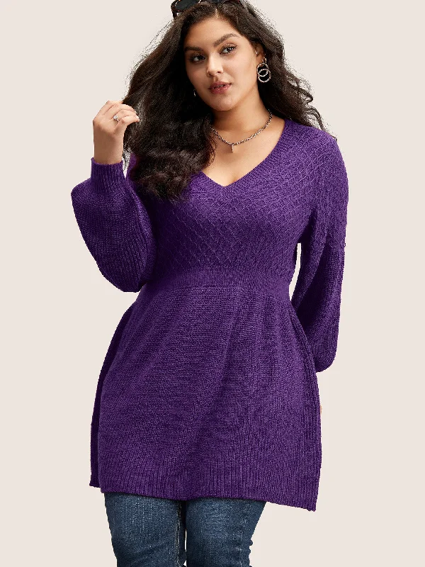 Advanced Customization Plain Plisse Lantern Sleeve A Line Pullover