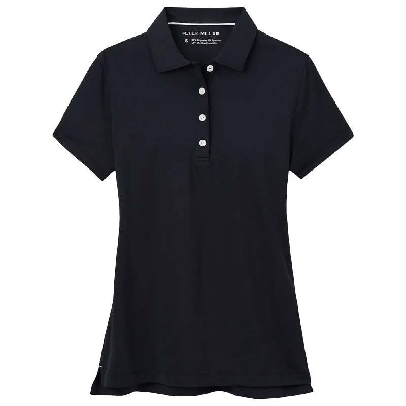 Luxury And Elegant Womens Short Sleeve Button Polo Black - 2025