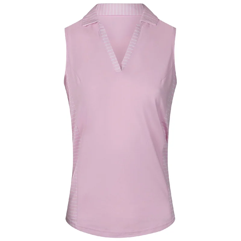 Basic Version Womens Sleeveless Open Placket Shirt Pink - AW24