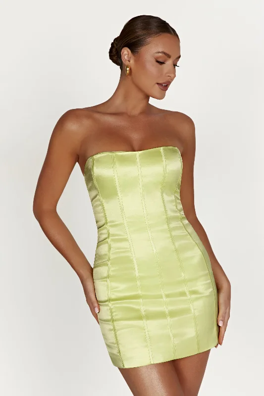 Versatile Items Amaya Lace Up Corset Mini Dress - Lemon