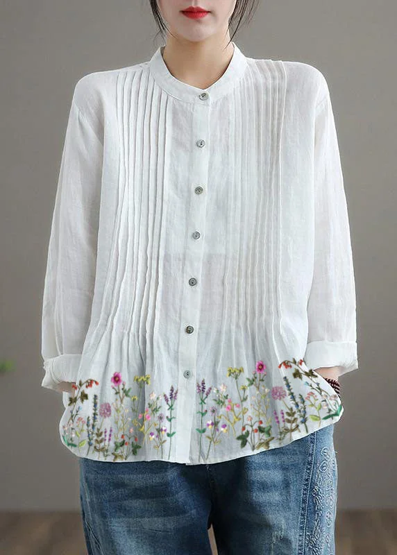White-Floral hem/Ships in 15 Days