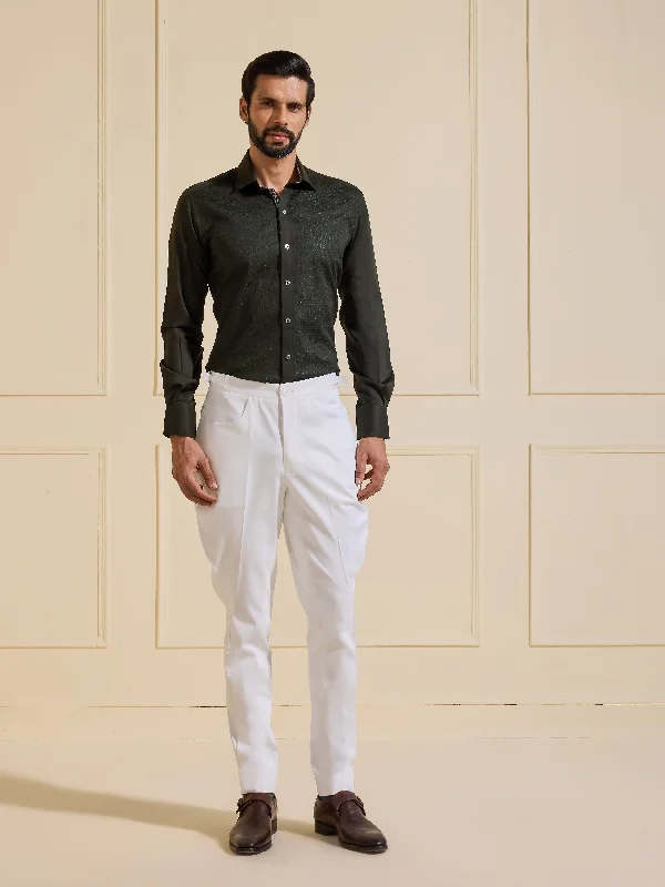 Warm Atmosphere THE EBONY COTTON OLIVE GREEN SHIRT