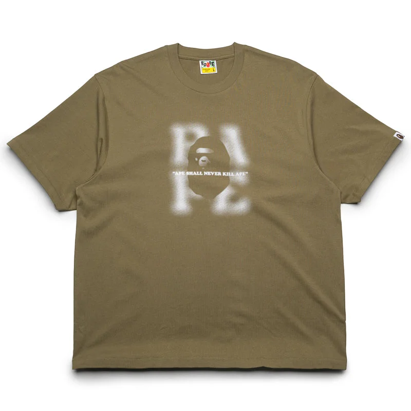 Floral Prints A Bathing Ape Blur Logo Tee - Olive Drab