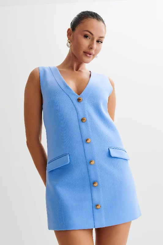 Classic Color Florentina Sleeveless Suiting Mini Dress - Iris Blue