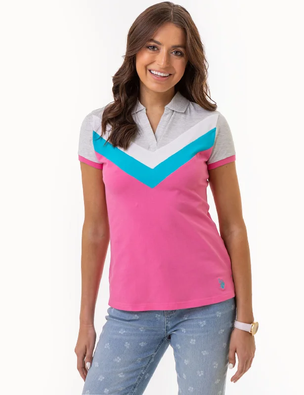 Lively And Youthful OPEN PLACKET CHEVRON POLO SHIRT