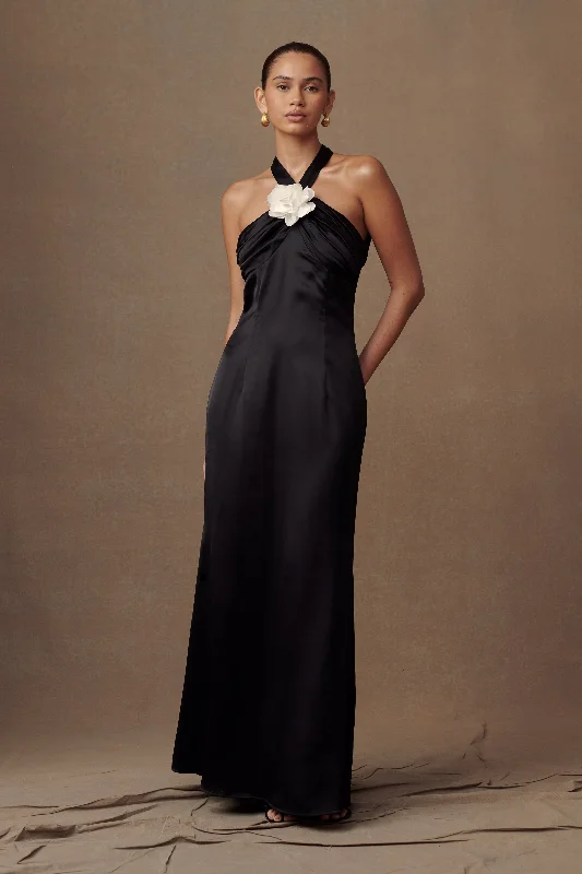 Personalized Series Dylan Rose Halter Maxi Dress - Black