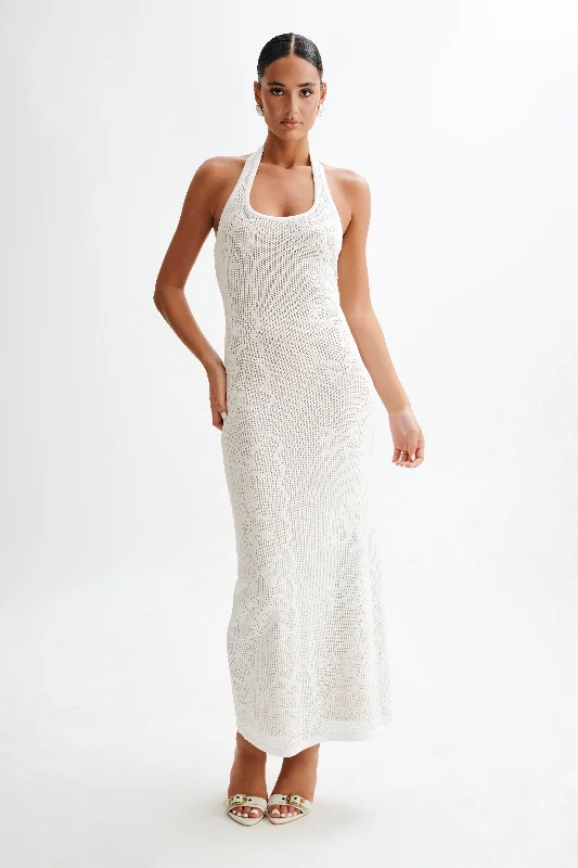 Personalized Design Patrizia Knit Halter Maxi Dress - Ivory