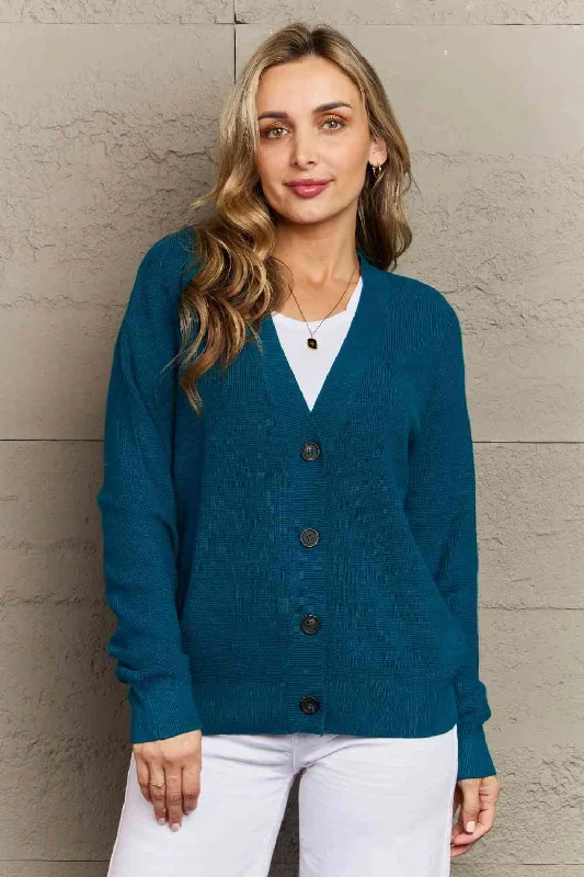 Fashion Innovation Kiss Me Tonight Button Down Cardigan in Teal