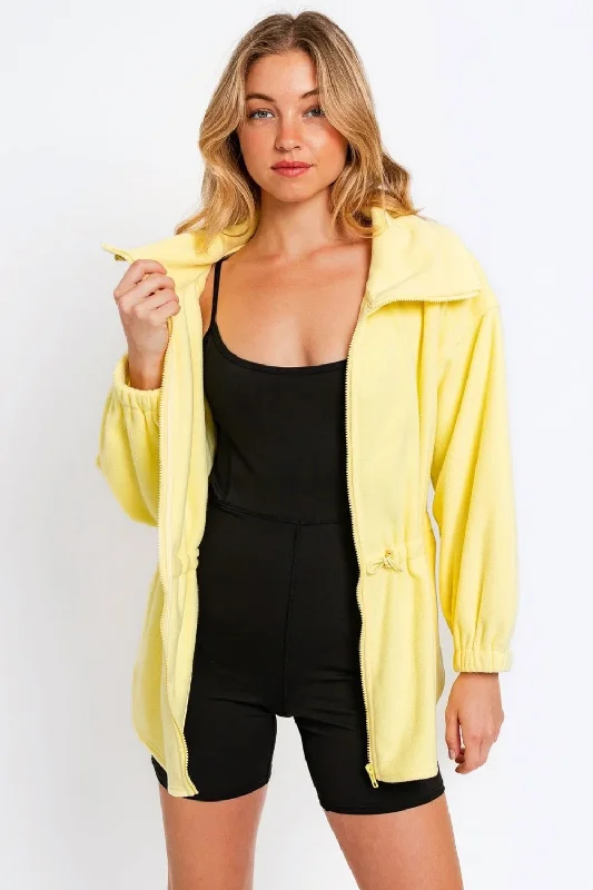 Breathable Design Le Lis Zip Up Waist Drawstring Soft Fleece Jacket