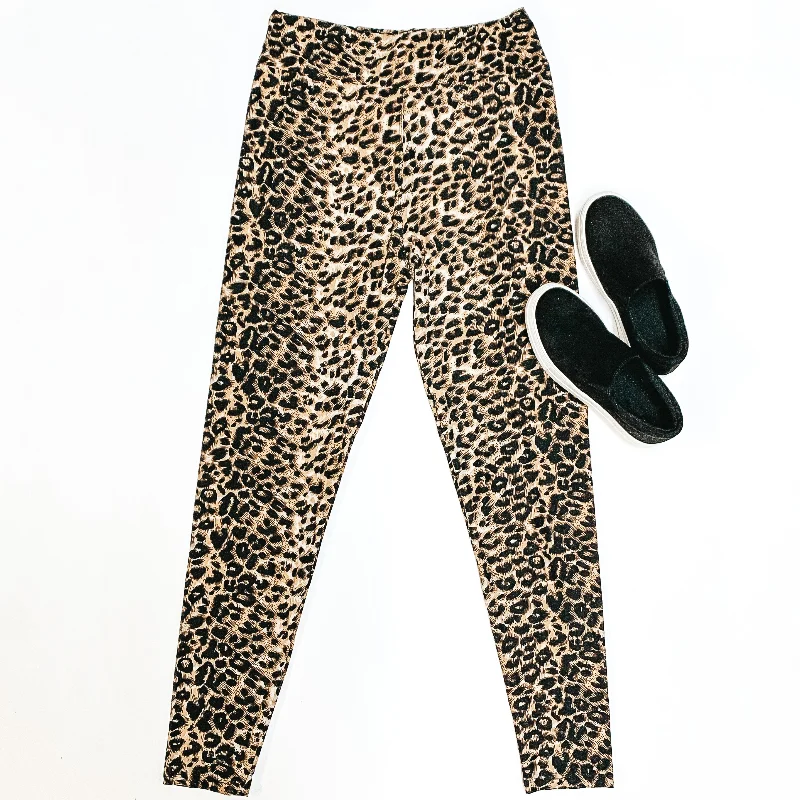 Sports And Leisure Plus Sizes | Quick Fix Wide Band Leopard Print Leggings