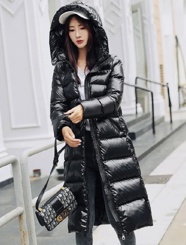 Goddess Style White Duck Down Long Puffer Jackets