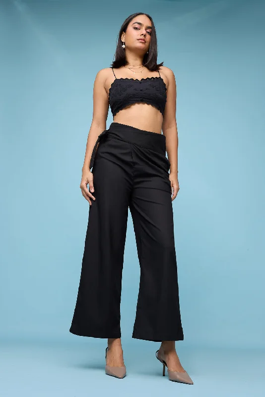 Personalized Series Black Wrap Around Korean Pants