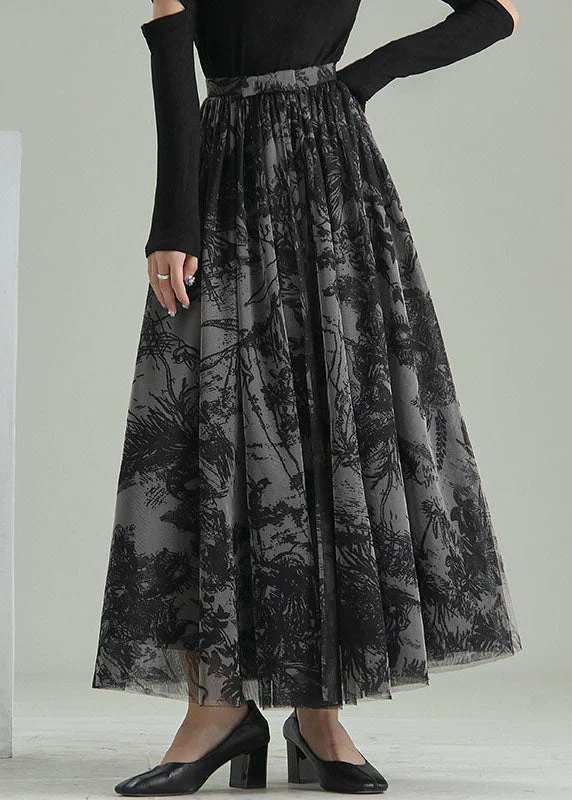 Personalized Design Women Colorblock print Tulle maxi Skirt Spring