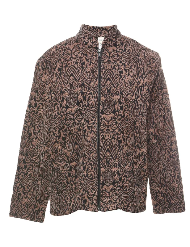 Elegant Design White Stag Patterned Tapestry Jacket - M