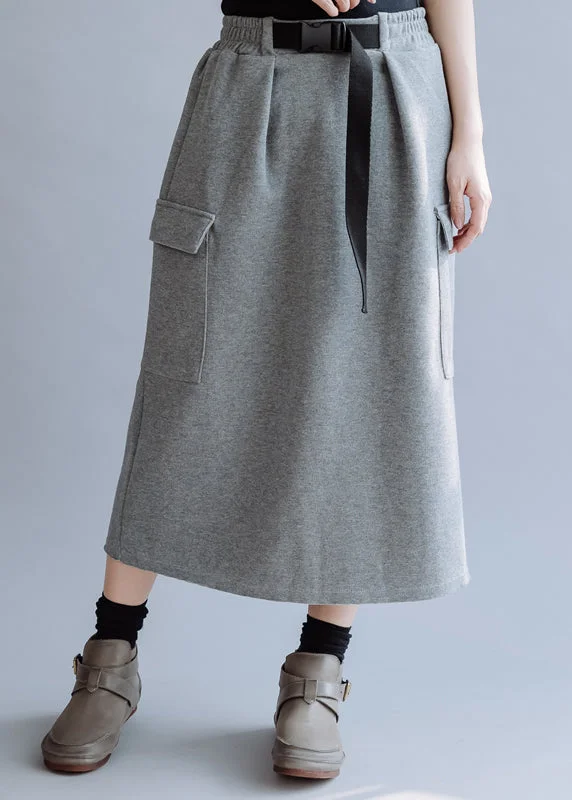 High-quality Styles Unique Grey fashion high waist Pockets Skirts Spring