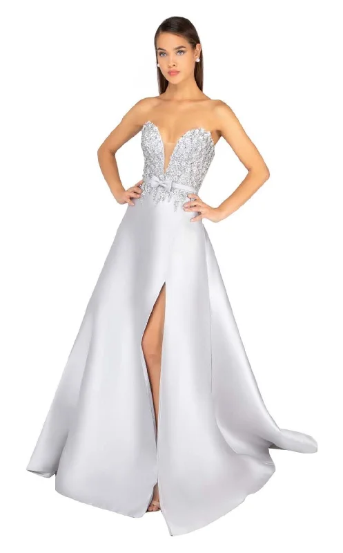 Fashionable Items Terani Couture - Plunging Sweetheart Floral Beaded Evening Dress 1912P8202 - 1 pc Silver In Size 16 Available Fashionable Items Terani Couture - Plunging Sweetheart Floral Beaded Evening Dress 1912P8202 - 1 pc Silver In Size 16 Available