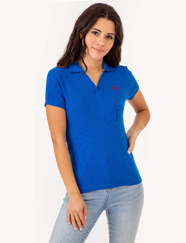 Autumn Selection SPLIT NECK RIBBED POLO SHIRT